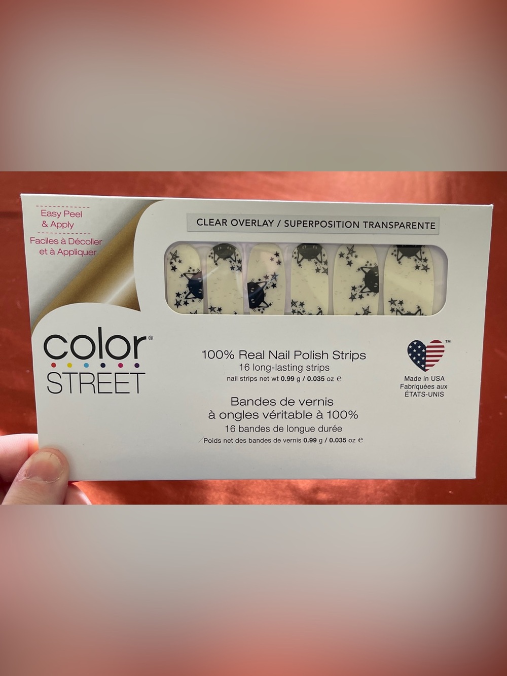 Color Street Clear Nail Strips with Black Star & Cat Accents